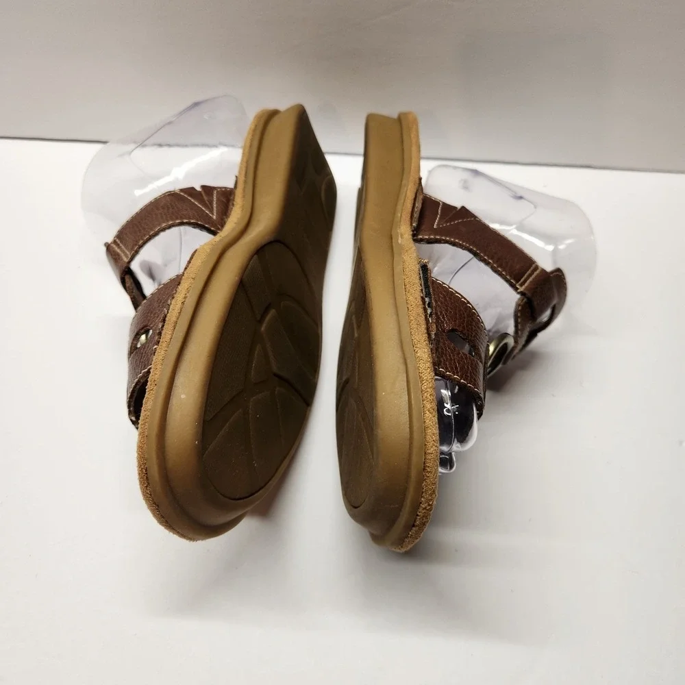 Natural Soul‎ by Naturalizer Dalbert Brown Leather Slide Sandals Womens 8M Shoe
